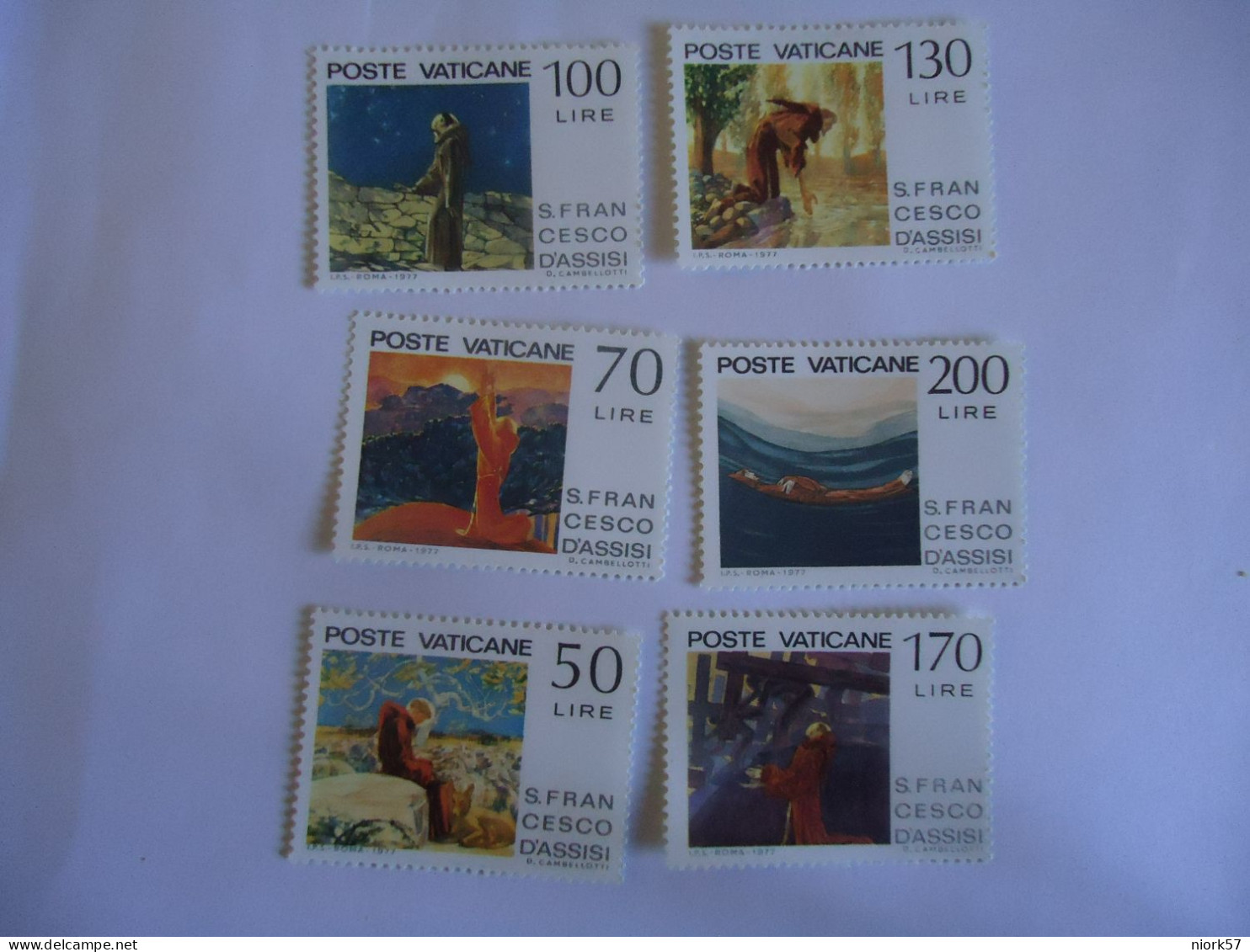 VATICAN MNH  STAMPS SET 6   S.FRACESCO ASSISI   PAINTINGS1977 - Religione