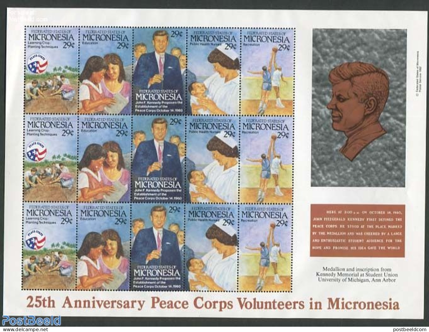 Micronesia 1992 US Peace Corps M/s, Mint NH, History - Sport - American Presidents - Basketball - Basket-ball