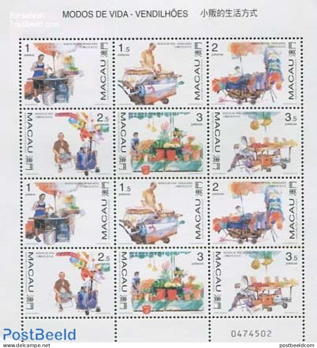 Macao 1998 Hawkers M/s, Mint NH, Various - Street Life - Ungebraucht