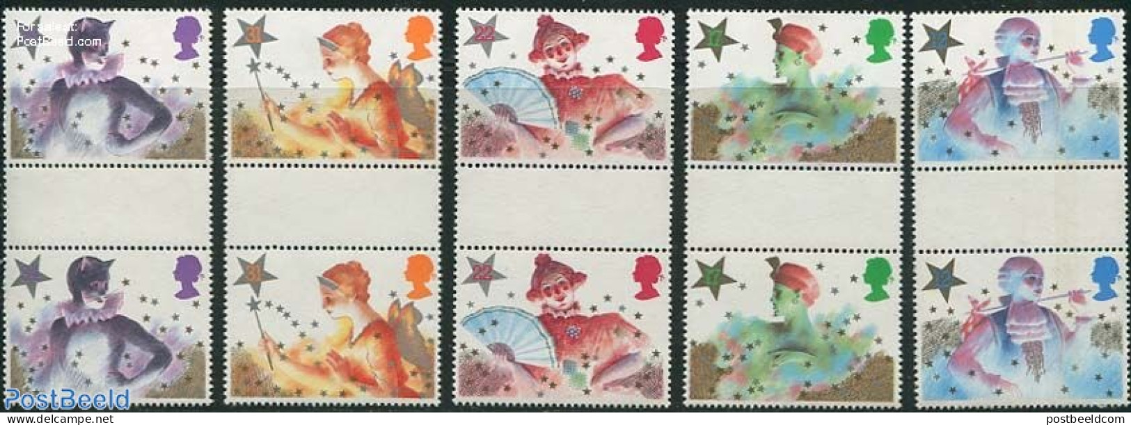 Great Britain 1985 Christmas 5v, Gutter Pairs, Mint NH, Religion - Christmas - Ungebraucht