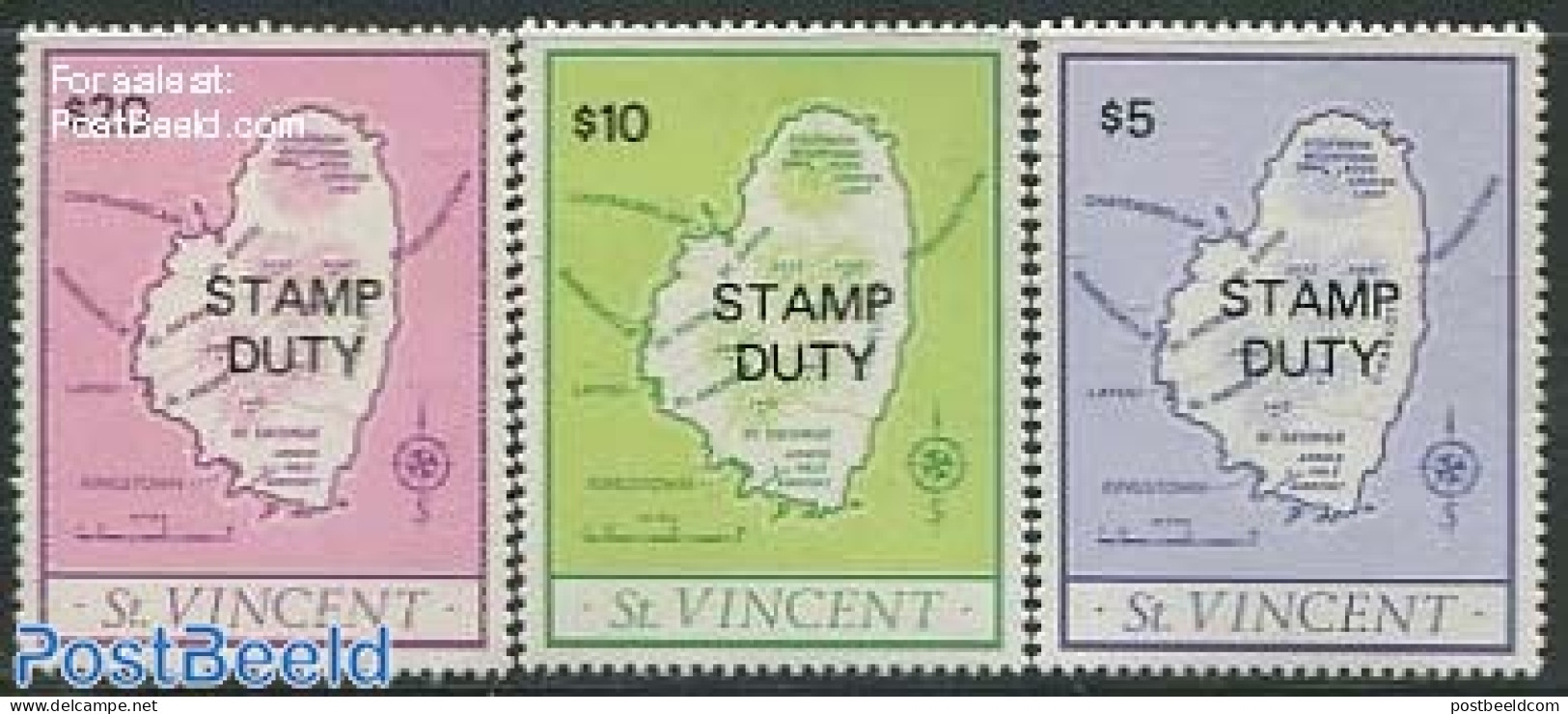 Saint Vincent 1979 Parcel Stamps 3v, Mint NH, Various - Maps - Géographie