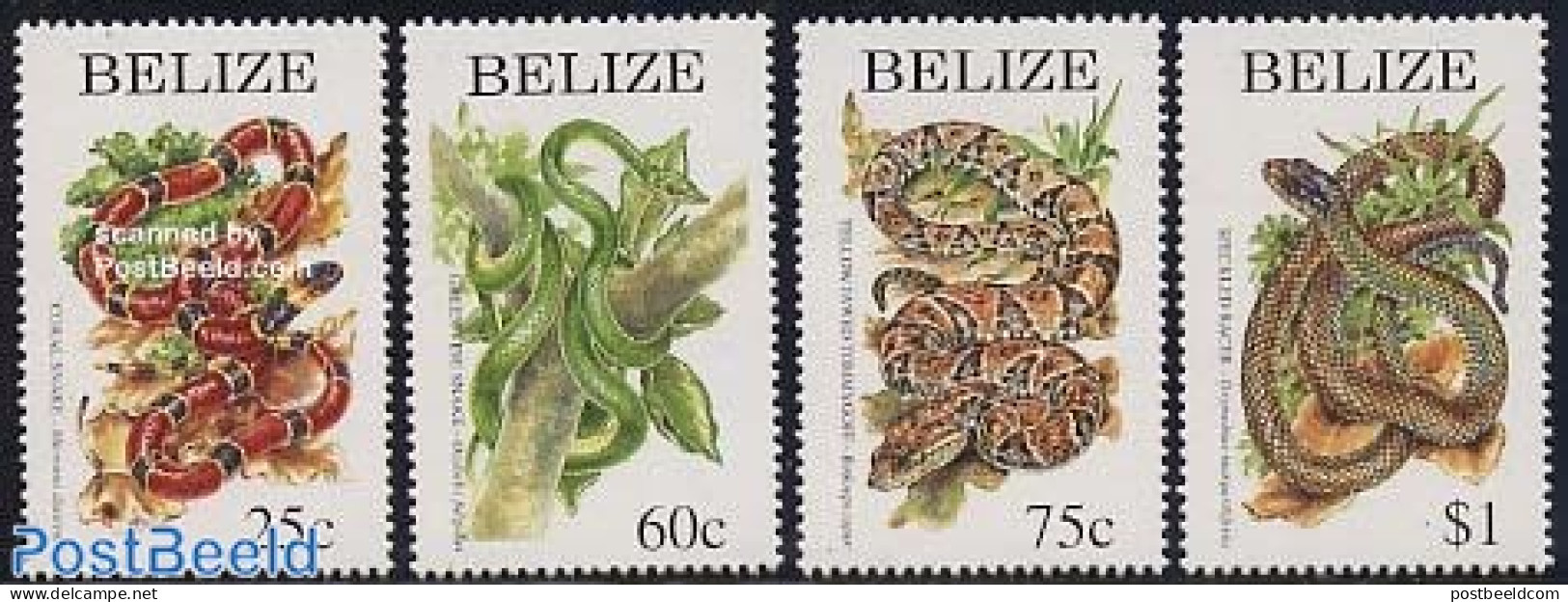 Belize/British Honduras 1997 Snakes 4v, Mint NH, Nature - Reptiles - Snakes - Honduras Britannico (...-1970)