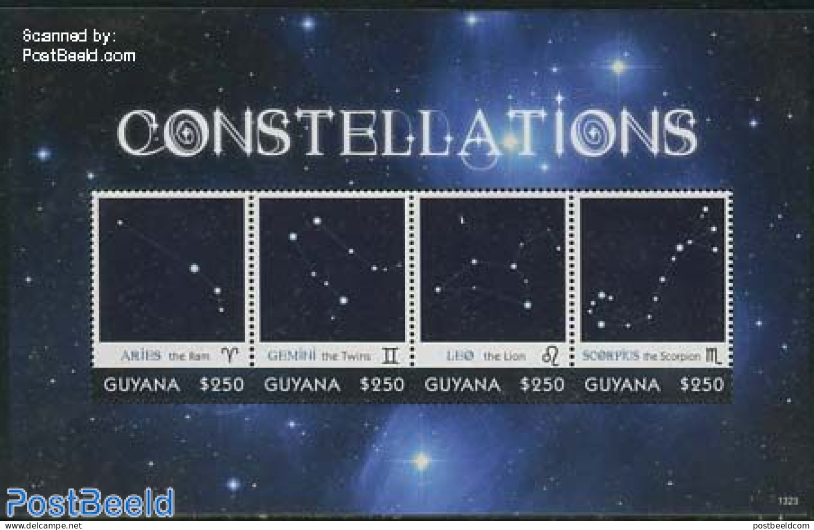 Guyana 2013 Constellations 4v M/s, Mint NH, Science - Astronomy - Astrologie