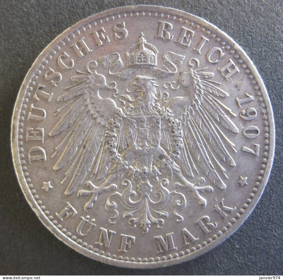Allemagne Bavière. 5 Mark 1907 D Munich, Otto I , En Argent, KM# 915 - 2, 3 & 5 Mark Zilver