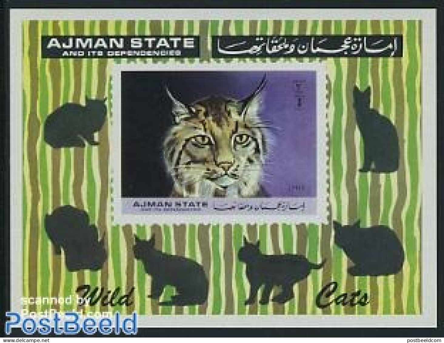 Ajman 1972 Lynx S/s, Mint NH, Nature - Animals (others & Mixed) - Cat Family - Adschman