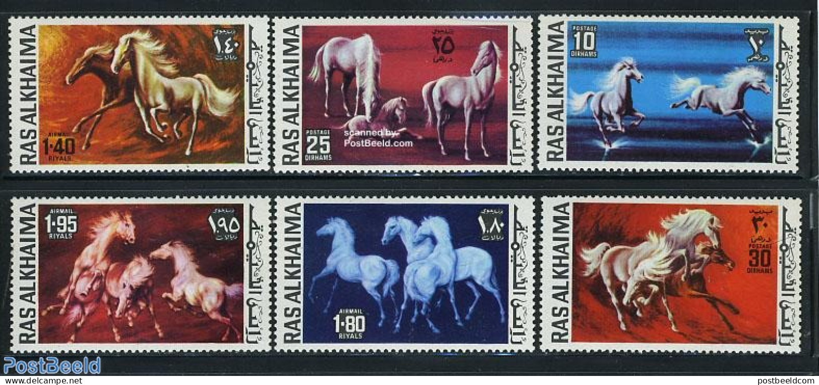 Ras Al-Khaimah 1972 Horses 6v, Mint NH, Nature - Horses - Ras Al-Khaima