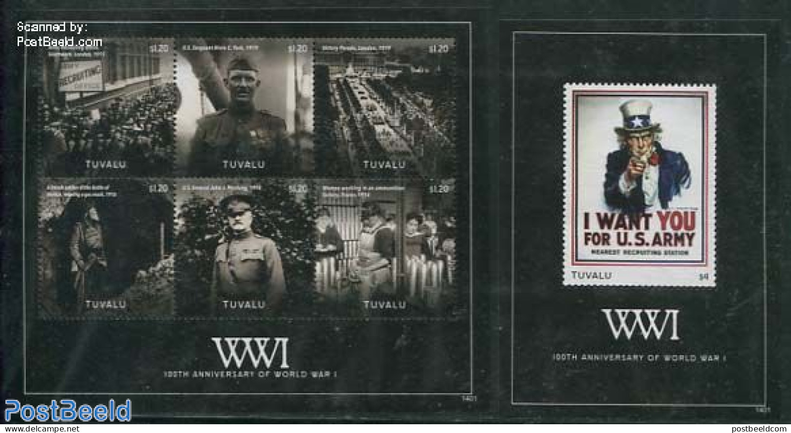 Tuvalu 2014 World War I 2 S/s, Mint NH, History - Militarism - World War I - Militares