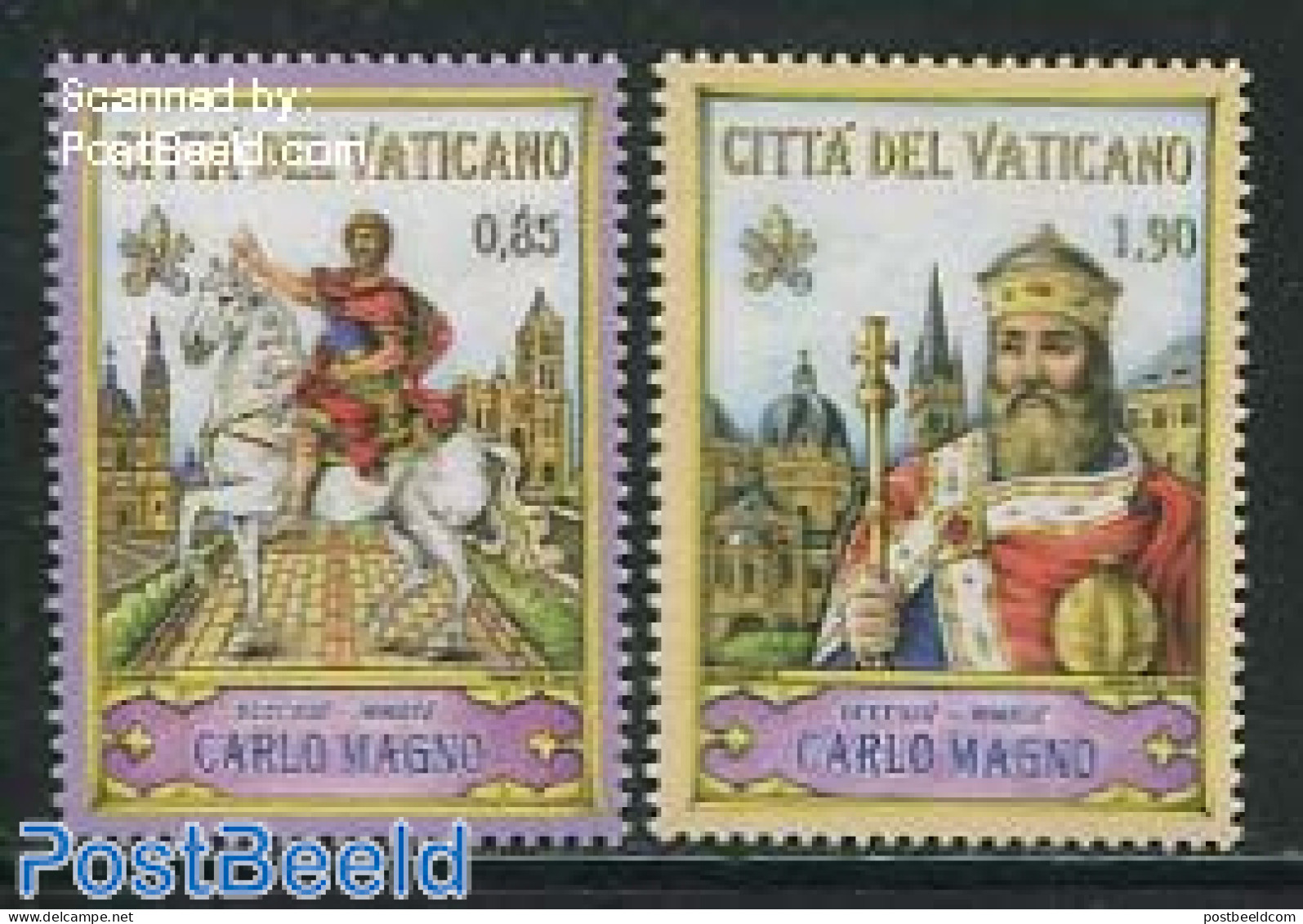 Vatican 2014 Charlemagne 2v, Mint NH, History - Nature - History - Kings & Queens (Royalty) - Horses - Nuovi