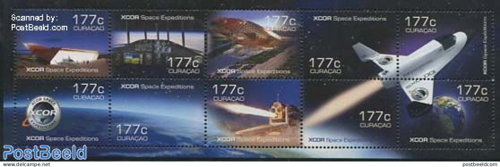 Curaçao 2014 XCOR Space Expeditions From Curacao 8v M/s, Mint NH, Transport - Various - Space Exploration - Globes - .. - Geography