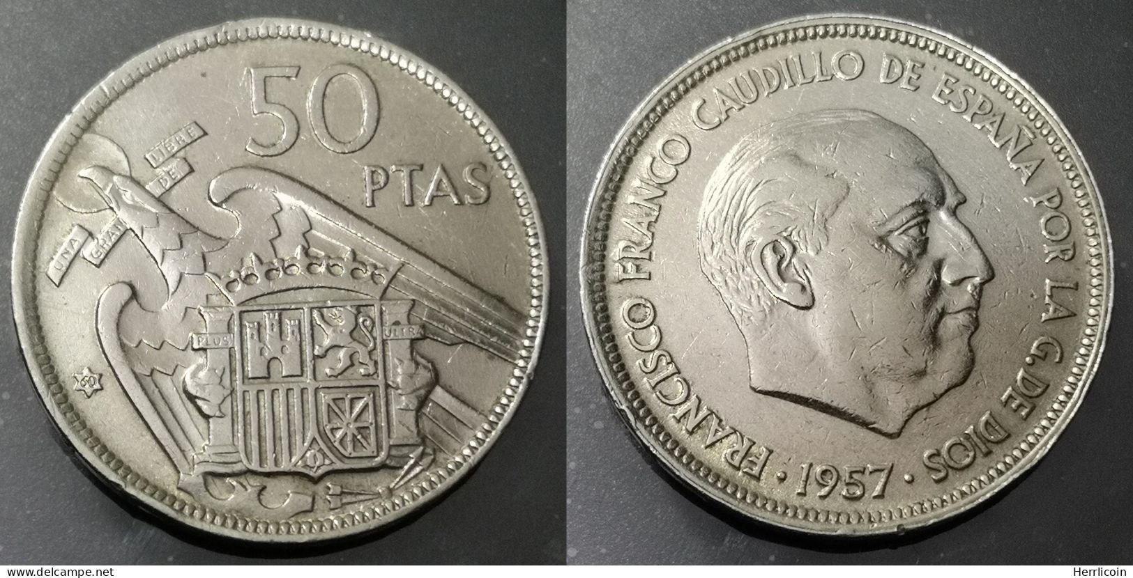 Monnaie Espagne - 1957 (1960)  - 50 Pesetas Franco - 50 Peseta