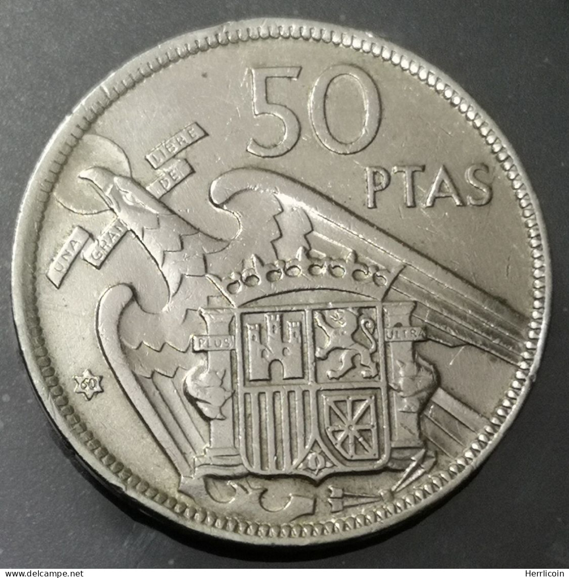 Monnaie Espagne - 1957 (1960)  - 50 Pesetas Franco - 50 Peseta