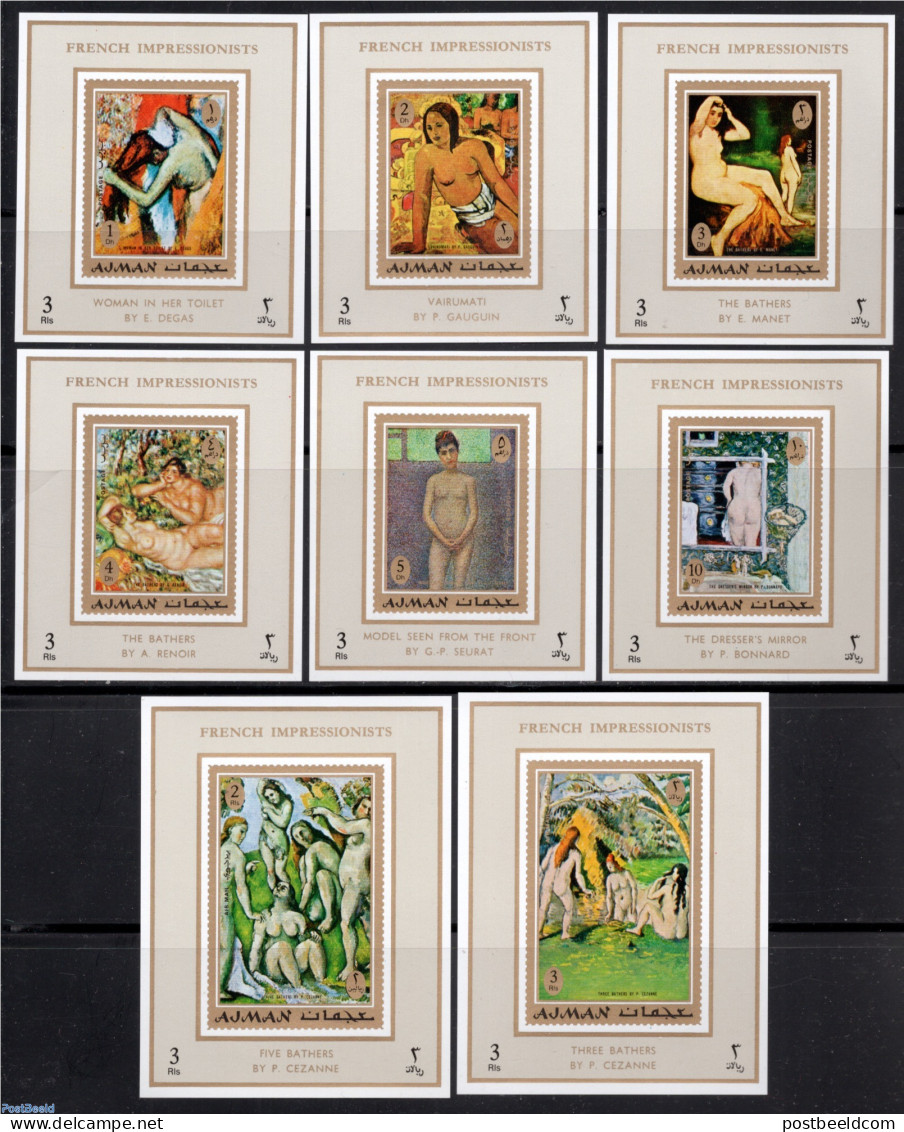 Ajman 1971 Impressionism 8 S/s, Mint NH, Art - Modern Art (1850-present) - Nude Paintings - Paintings - Paul Gauguin - Ajman