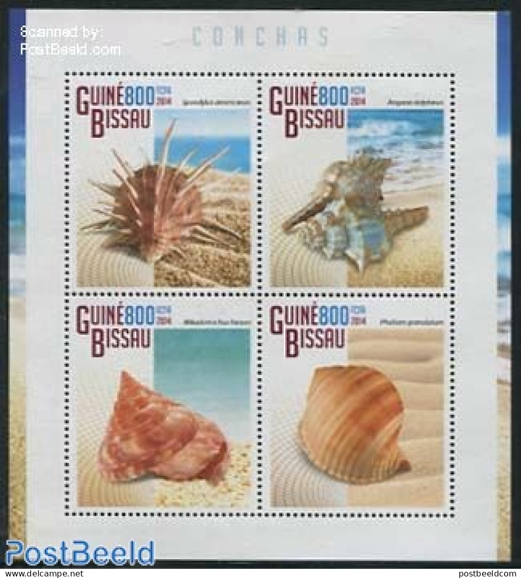 Guinea Bissau 2014 Shells 4v M/s, Mint NH, Nature - Shells & Crustaceans - Marine Life