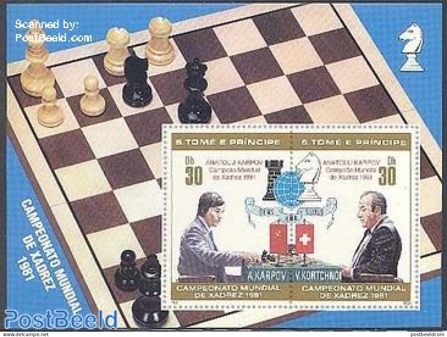 Sao Tome/Principe 1981 Chess S/s With Printed Perforation, Mint NH, Sport - Chess - Chess