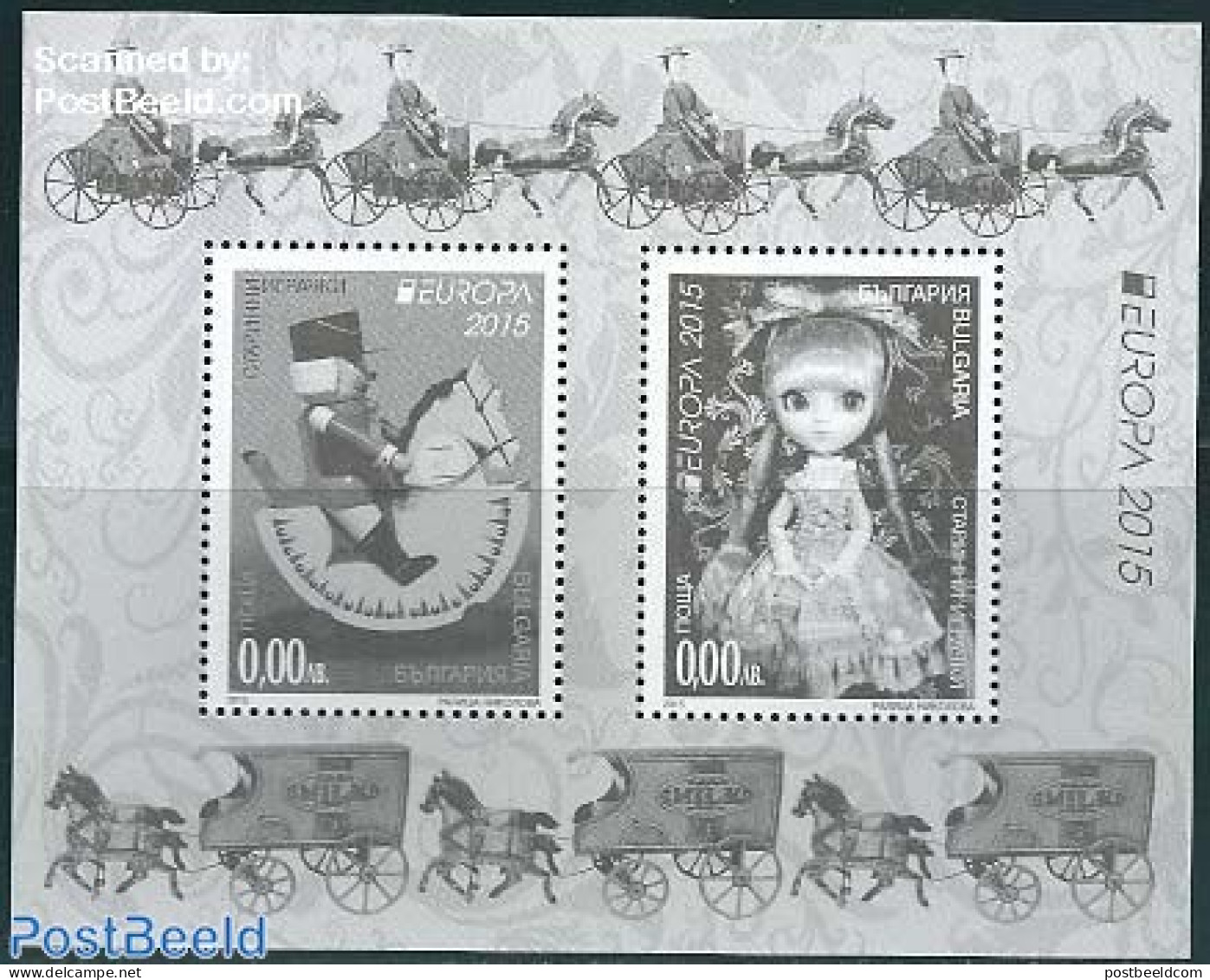 Bulgaria 2015 Europa, Old Toys S/s, Blackprint, Mint NH, History - Nature - Transport - Various - Europa (cept) - Hors.. - Neufs