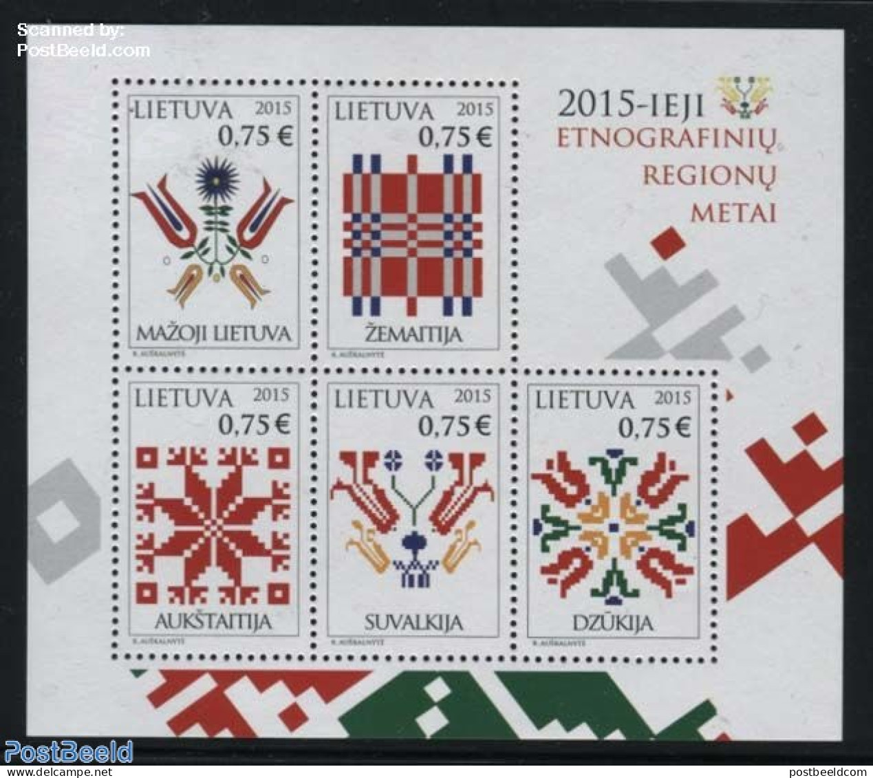 Lithuania 2015 Year Of Ethnographic Regions S/s, Mint NH, History - Coat Of Arms - Lithuania