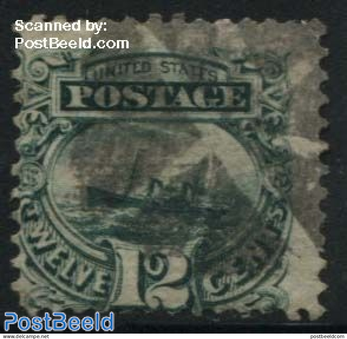 United States Of America 1869 12c Green, Used, Used Stamps, Transport - Ships And Boats - Oblitérés