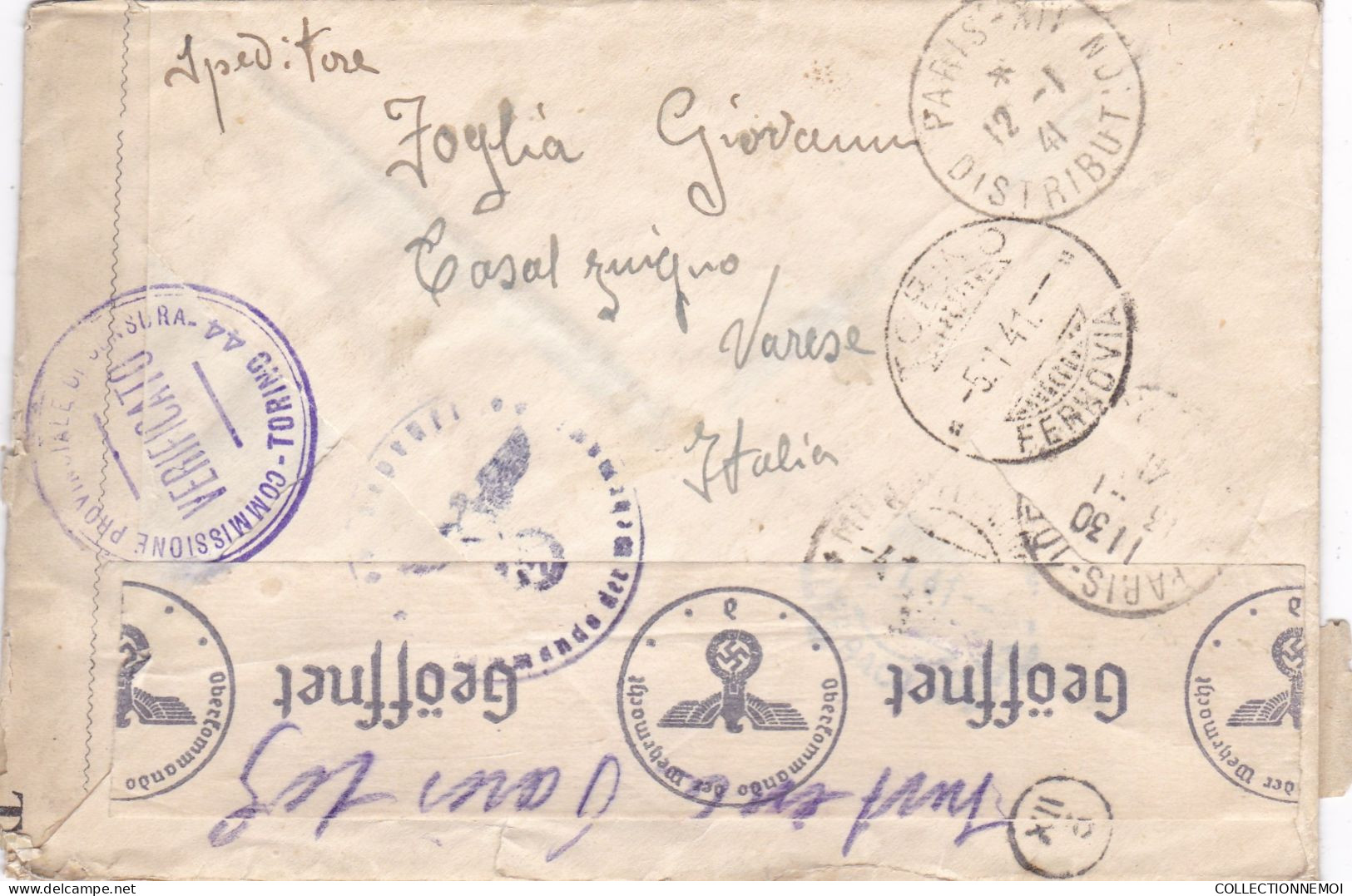 LOT DE 12 ,, Lettres CENSURE D' ITALIE  ,, Période De GUERRE ,,,,,scan Recto Et Verso ,,,,et VENDUE COMME C'EST - Lots & Kiloware (mixtures) - Max. 999 Stamps