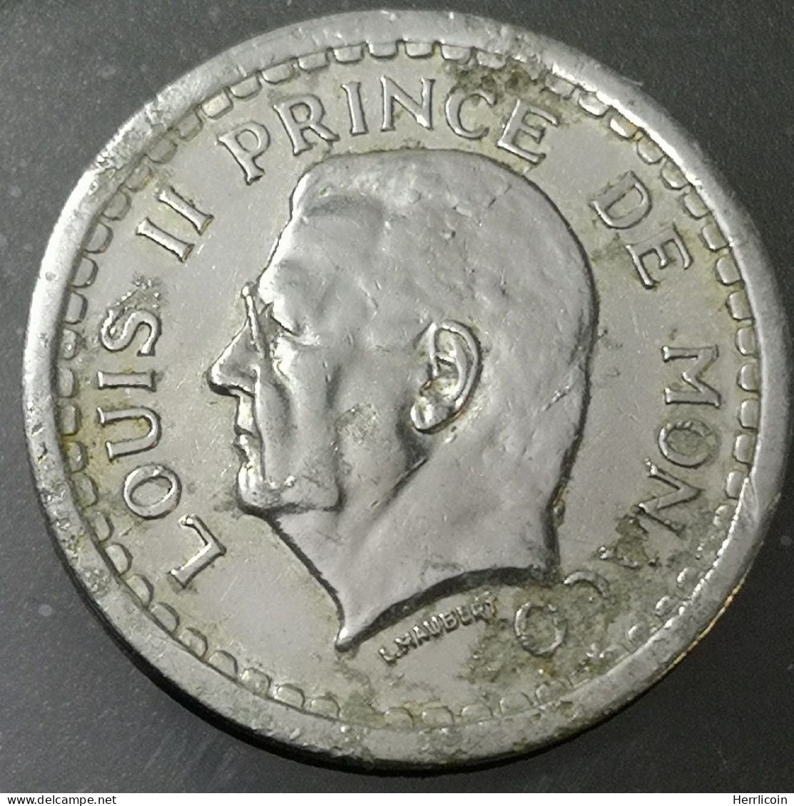 Monnaie Monaco - 1943  (1945)  - 1 Franc Louis II aluminium - 1922-1949 Louis II