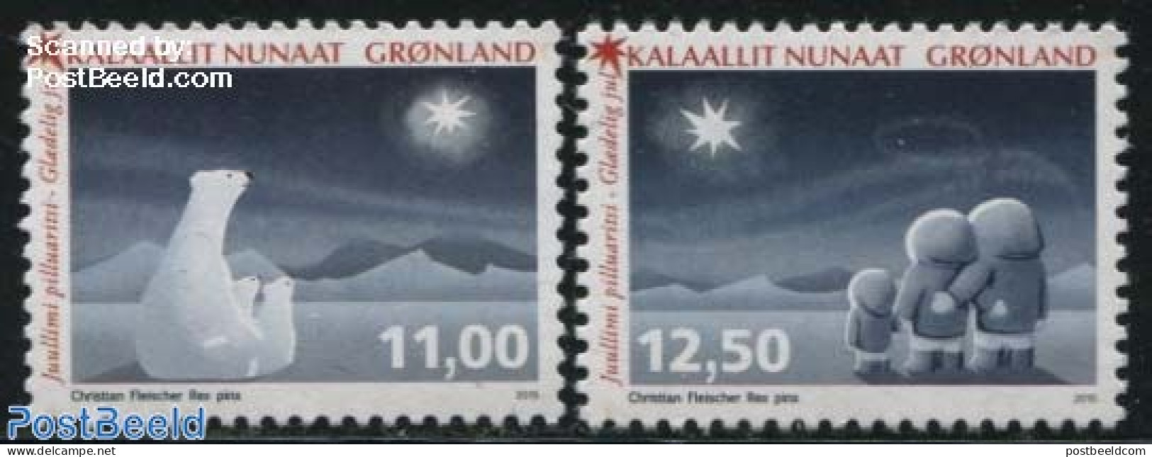Greenland 2015 Christmas 2v, Mint NH, Nature - Religion - Bears - Christmas - Unused Stamps