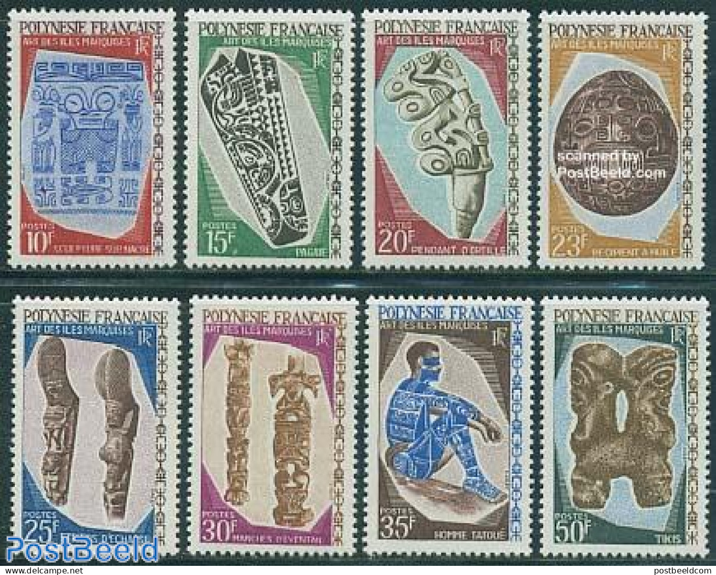 French Polynesia 1967 Art 8v, Unused (hinged), Art - Art & Antique Objects - Sculpture - Unused Stamps