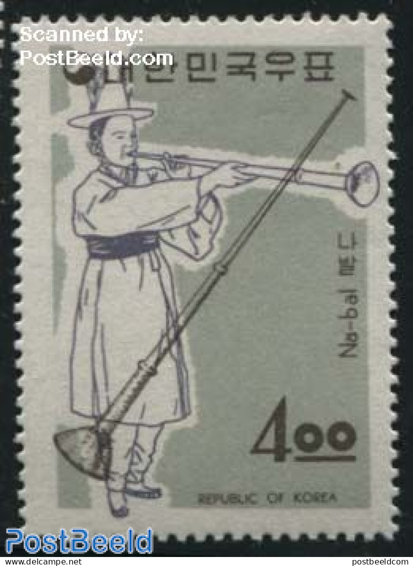 Korea, South 1963 4.00, Stamp Out Of Set, Mint NH, Performance Art - Music - Musical Instruments - Music