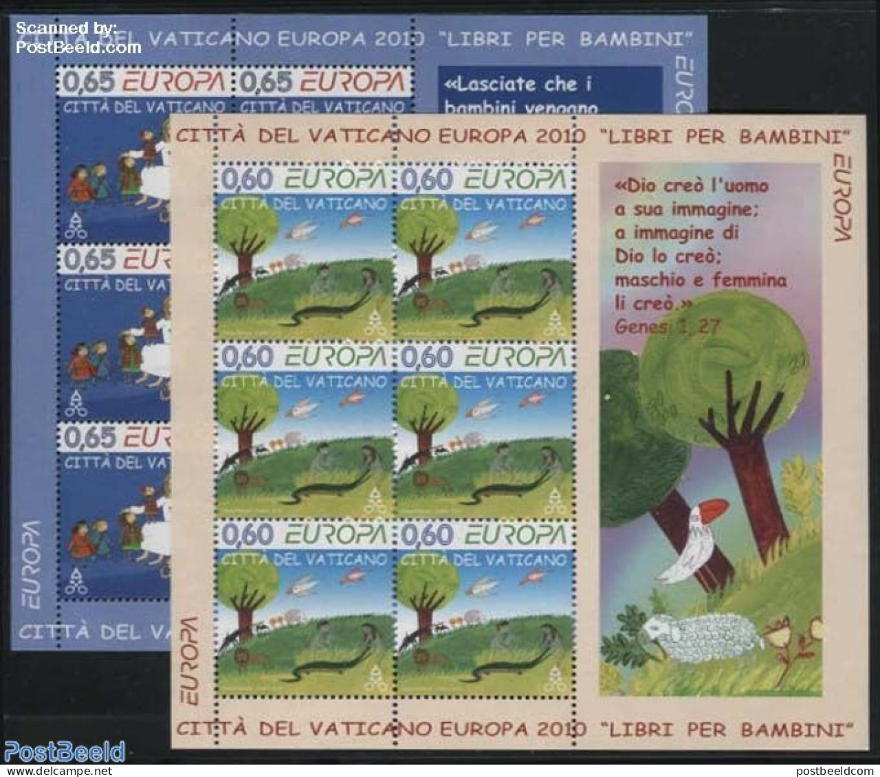 Vatican 2010 Europa, Children Books 2 M/ss, Mint NH, History - Europa (cept) - Art - Children's Books Illustrations - Ongebruikt
