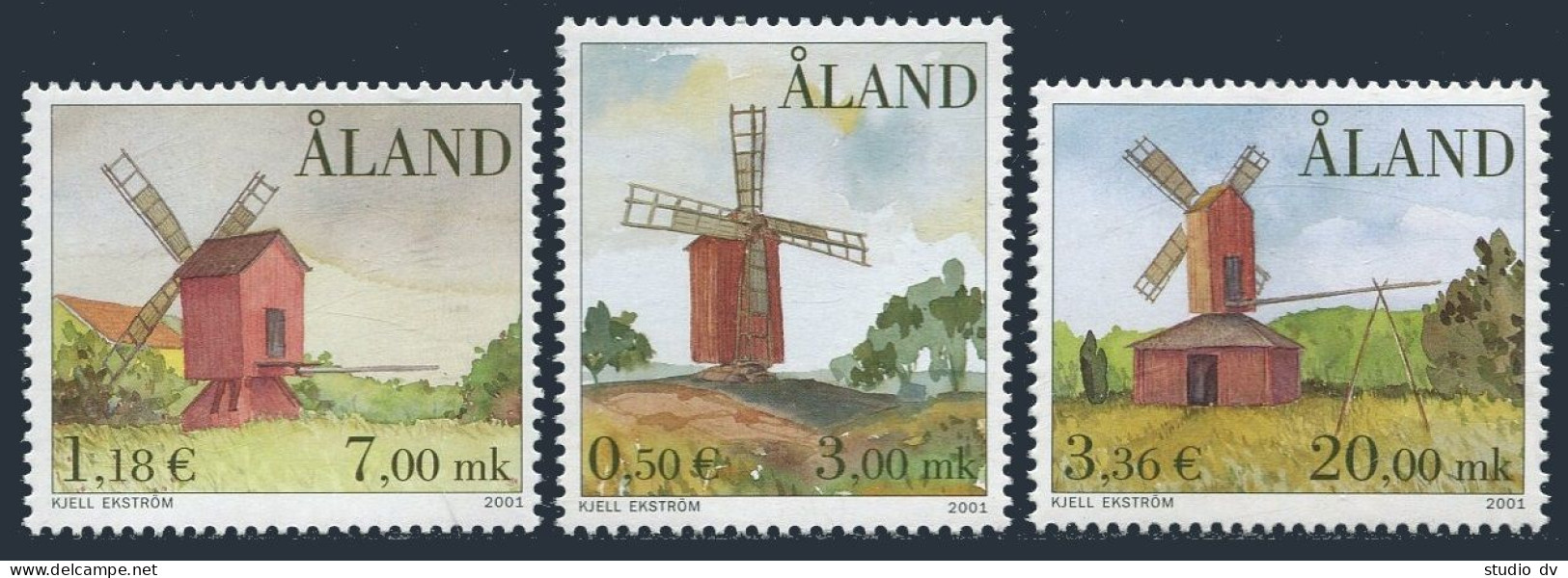 Finland-Aland 188-190, MNH. Windmills, 2001. - Aland