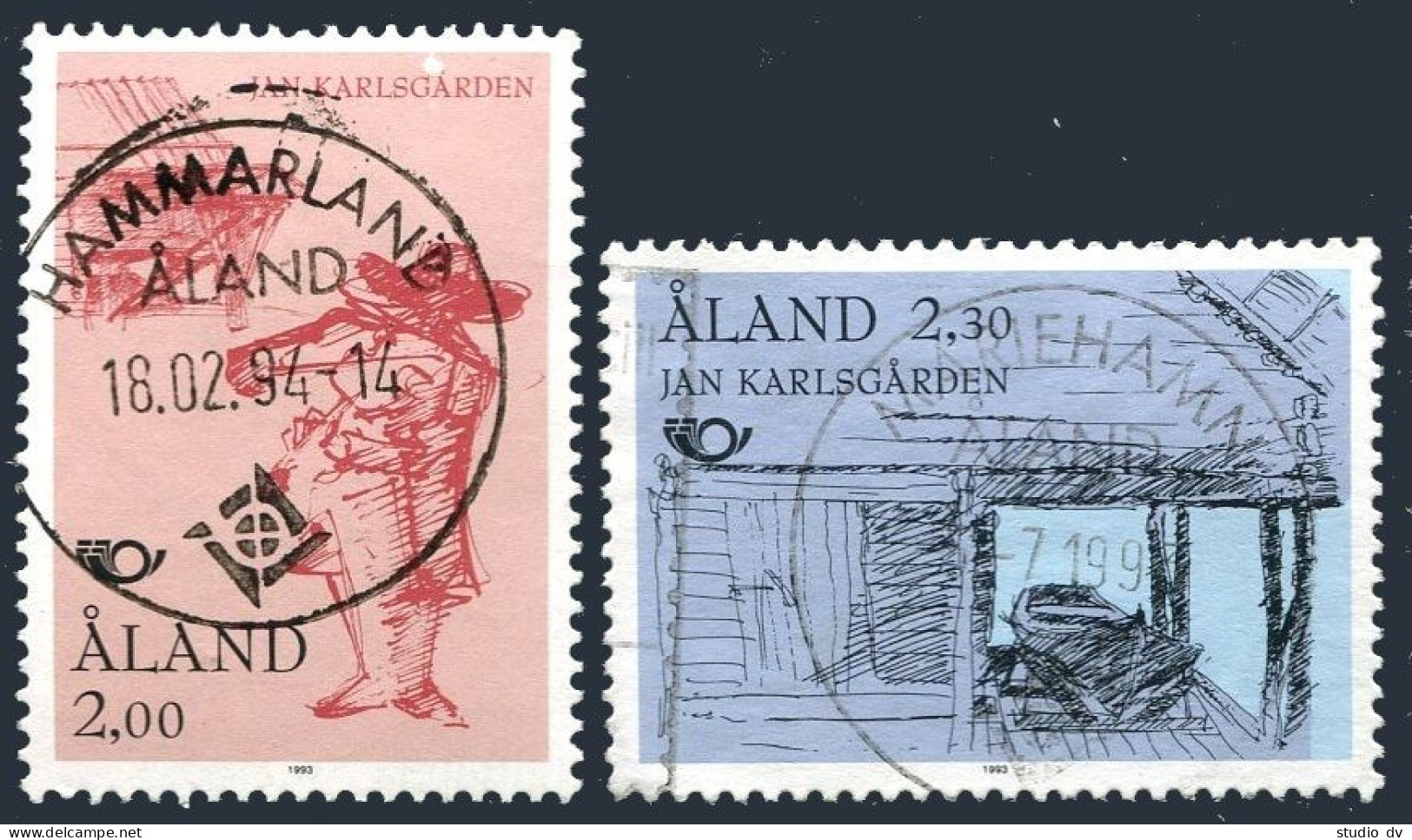 Finland-Aland 73-74, Used. Michel 70-71. Jan Karlsgargen Museum 1993. - Aland