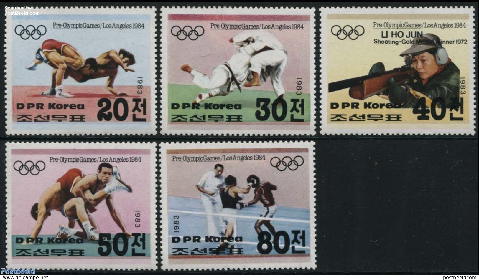 Korea, North 1983 Olympic Games 5v, Mint NH, Sport - Boxing - Judo - Olympic Games - Shooting Sports - Boxing