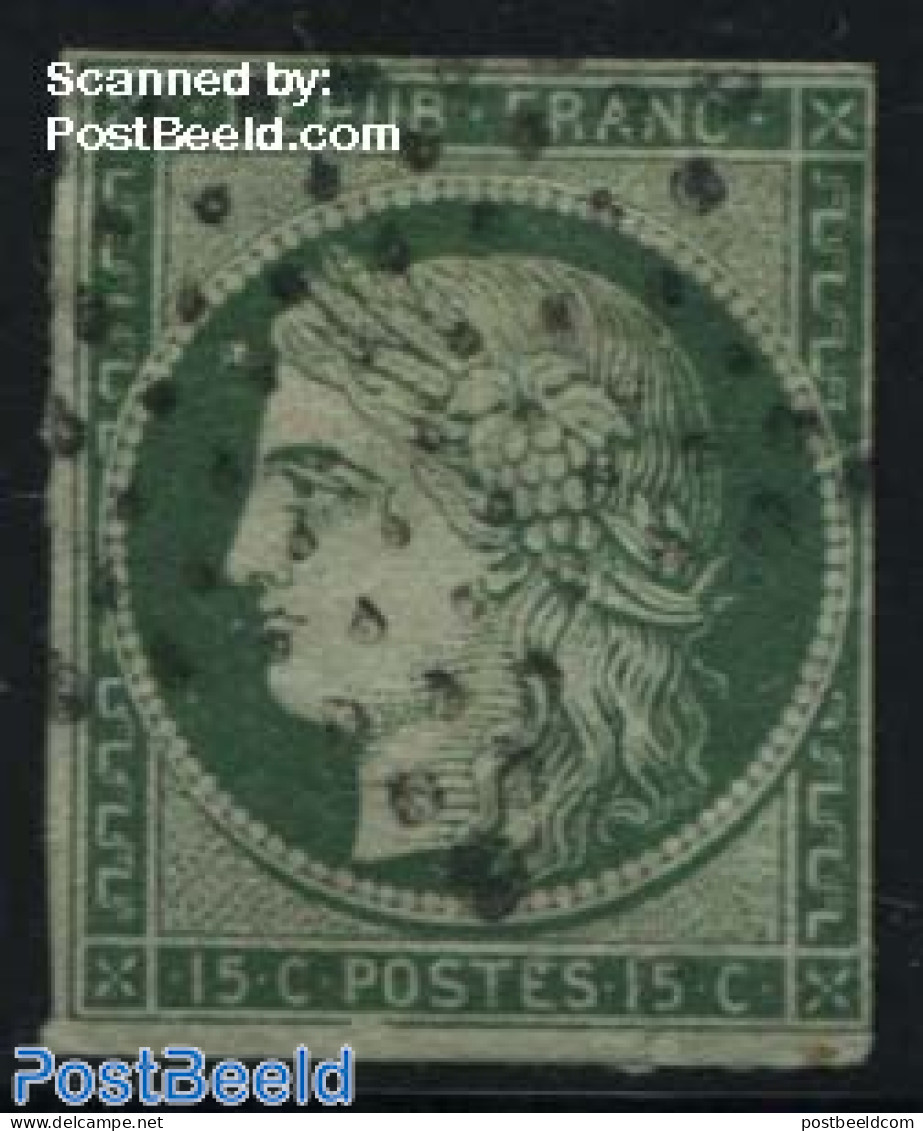 France 1849 15c, Green, Used, Used Stamps - Oblitérés