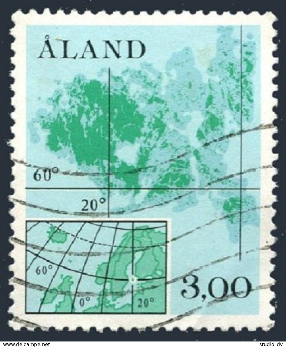 Finland-Aland 17, Used. Michel 5. Map Of Scandinavia, 1984. - Aland