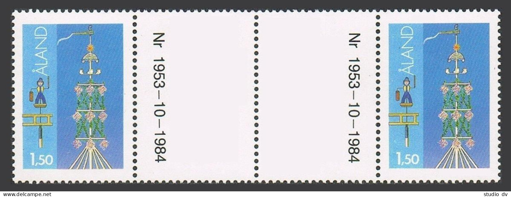 Finland-Aland 9 Gutter, MNH. Michel 10. Midsummer Pole. 01.02.1985. - Aland