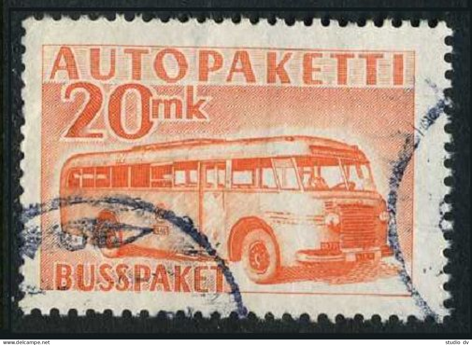 Finland Q7,used.Michel AP 7. Parcel  Post 1952.Mail Bus. - Paquetes Postales