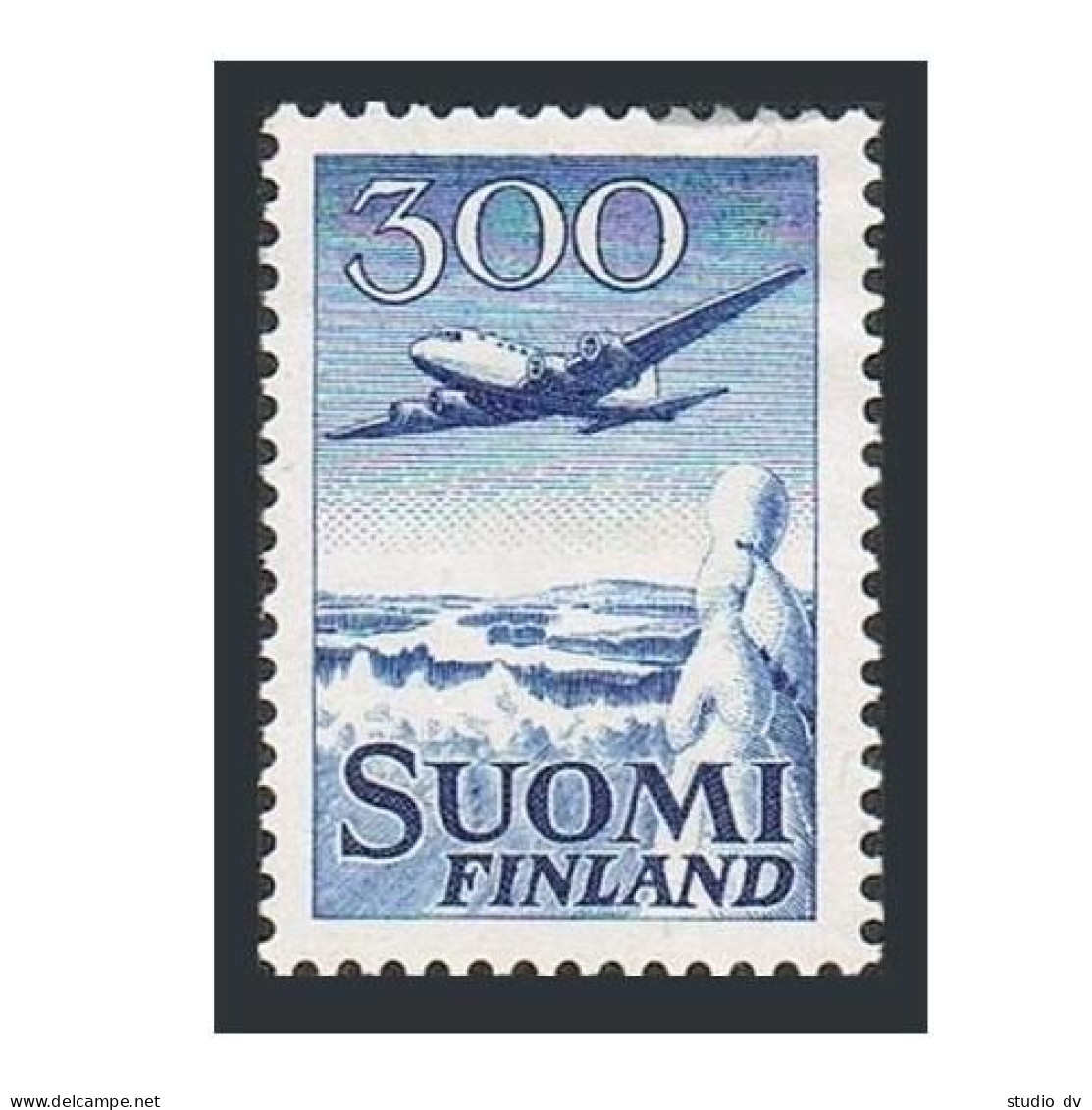 Finland C4,hinged.Michel 488. Air Post 1958.Douglas DX-6 Over Winter Landscape. - Unused Stamps