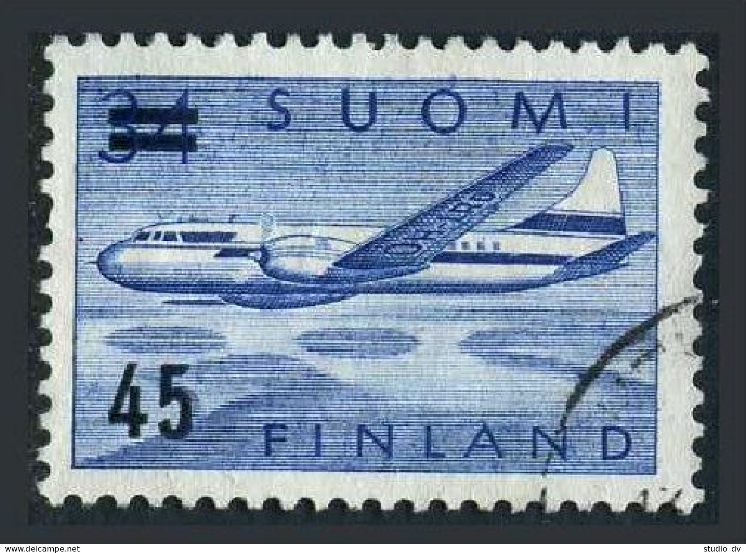 Finland C6,used.Michel 505. Air Post 1959.Convair 440 Over Lakes,new Value. - Gebraucht