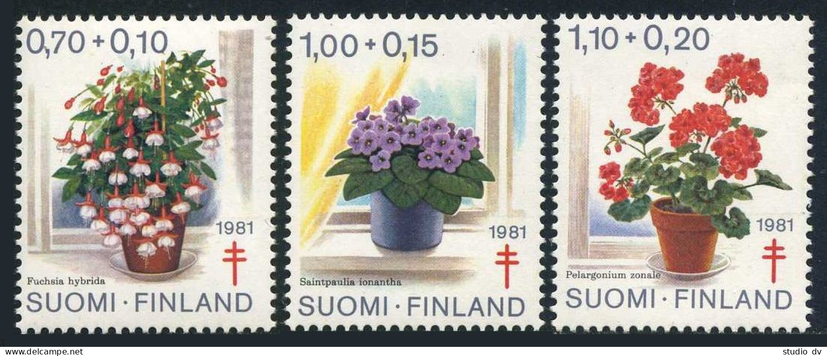 Finland B224-B226, MNH. Michel 885-887. Red Cross-1982. Flowers. - Ungebraucht
