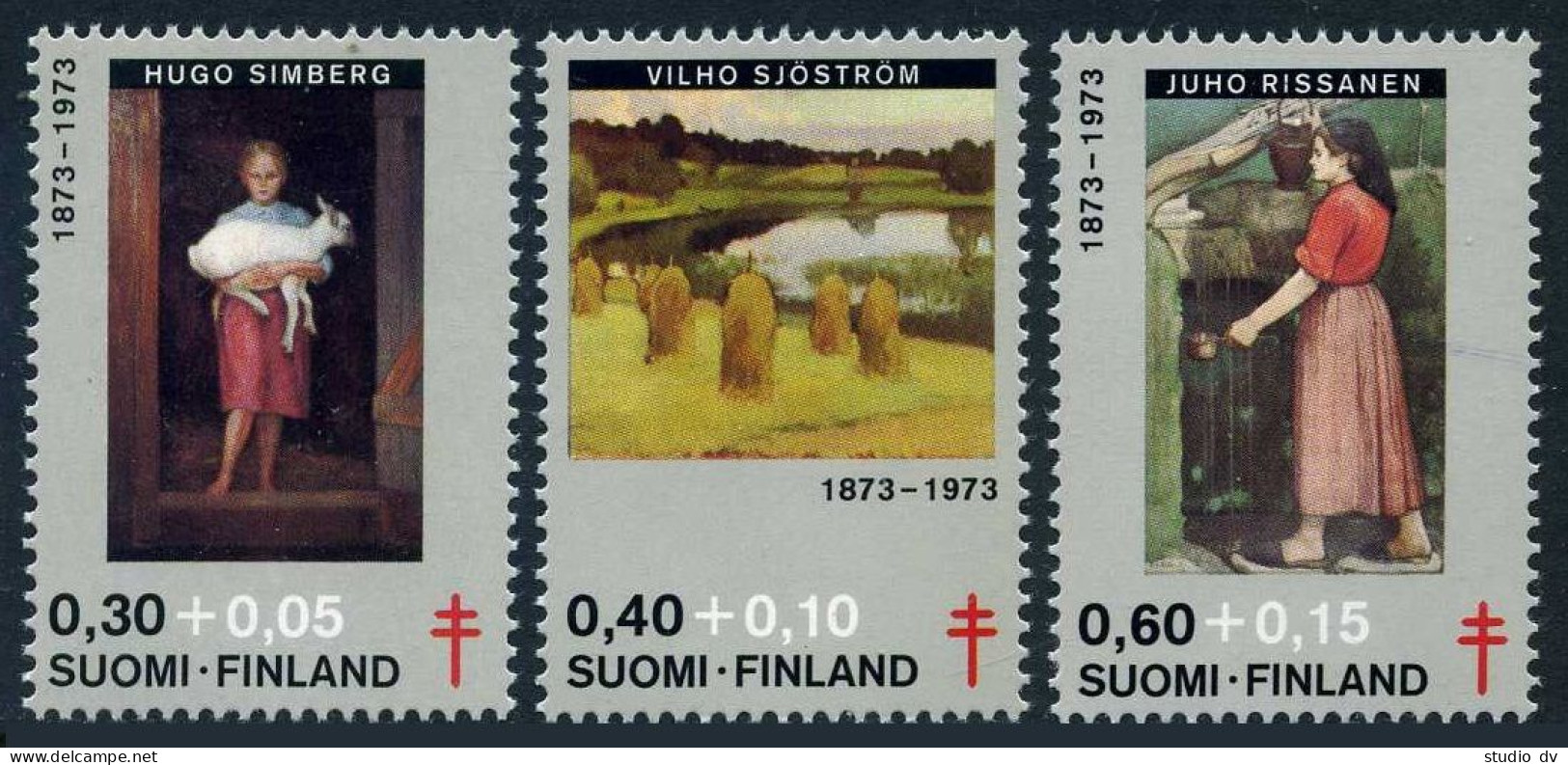 Finland B197-B199, MNH. Mi 730-732. 1973. Paintings By H. Simberg, V. Sjostrom, - Unused Stamps