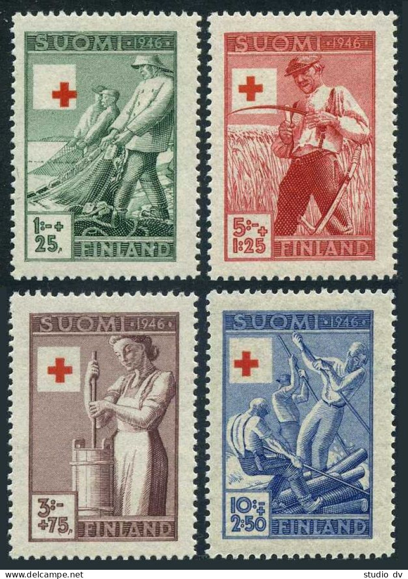 Finland B74-B77, MNH. Michel 320-323. Red Cross-1946. Fishing, Churning, Reaping - Unused Stamps