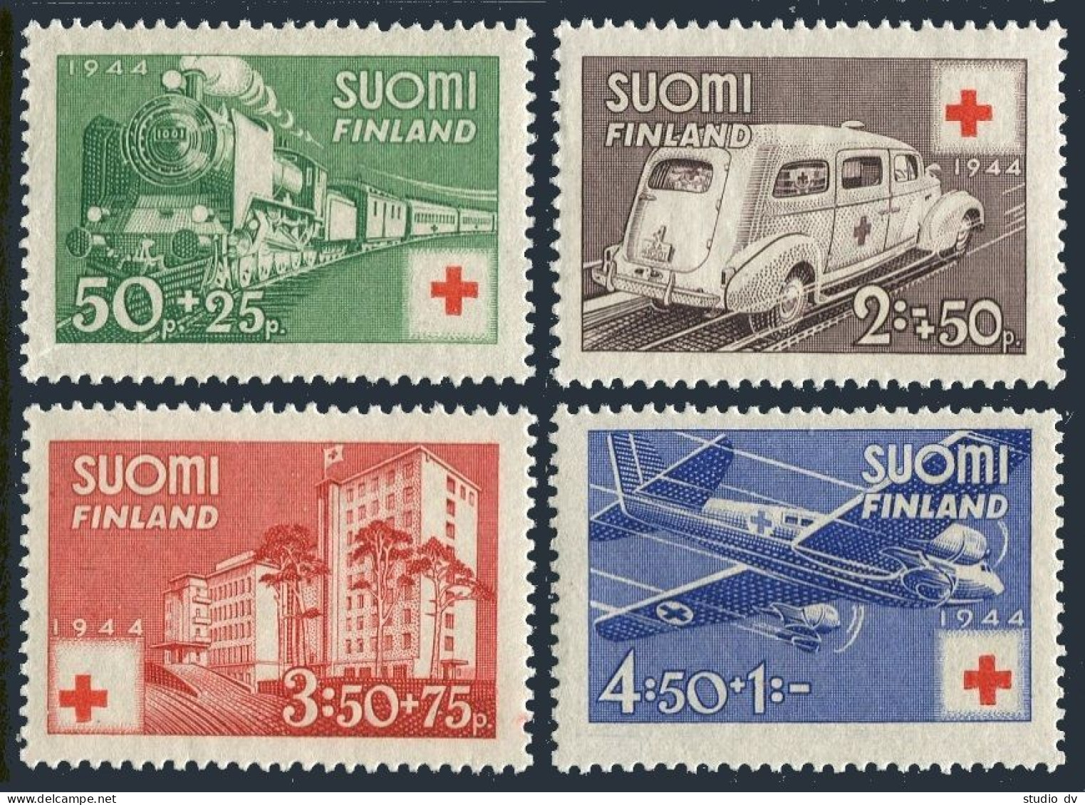 Finland B60-B63, MNH. Michel 278-281. Red Cross-1944. Train, Ambulance, Hospital - Ungebraucht