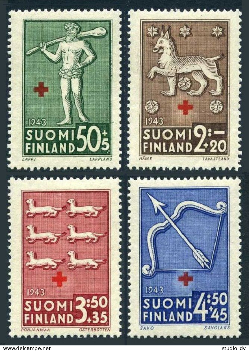 Finland B54-B57, MNH. Michel 271-274. Red Cross-1943. Coat Of Arms. - Neufs