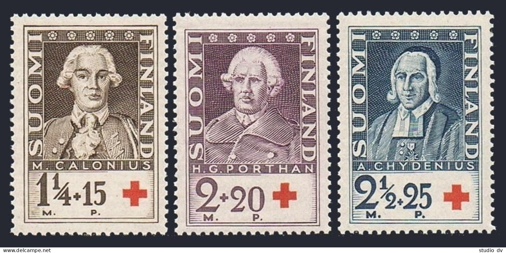Finland B18-B20, MNH. Mi 188-190. Red Cross-1935. Mathias Calonius, G. Porthan, - Neufs
