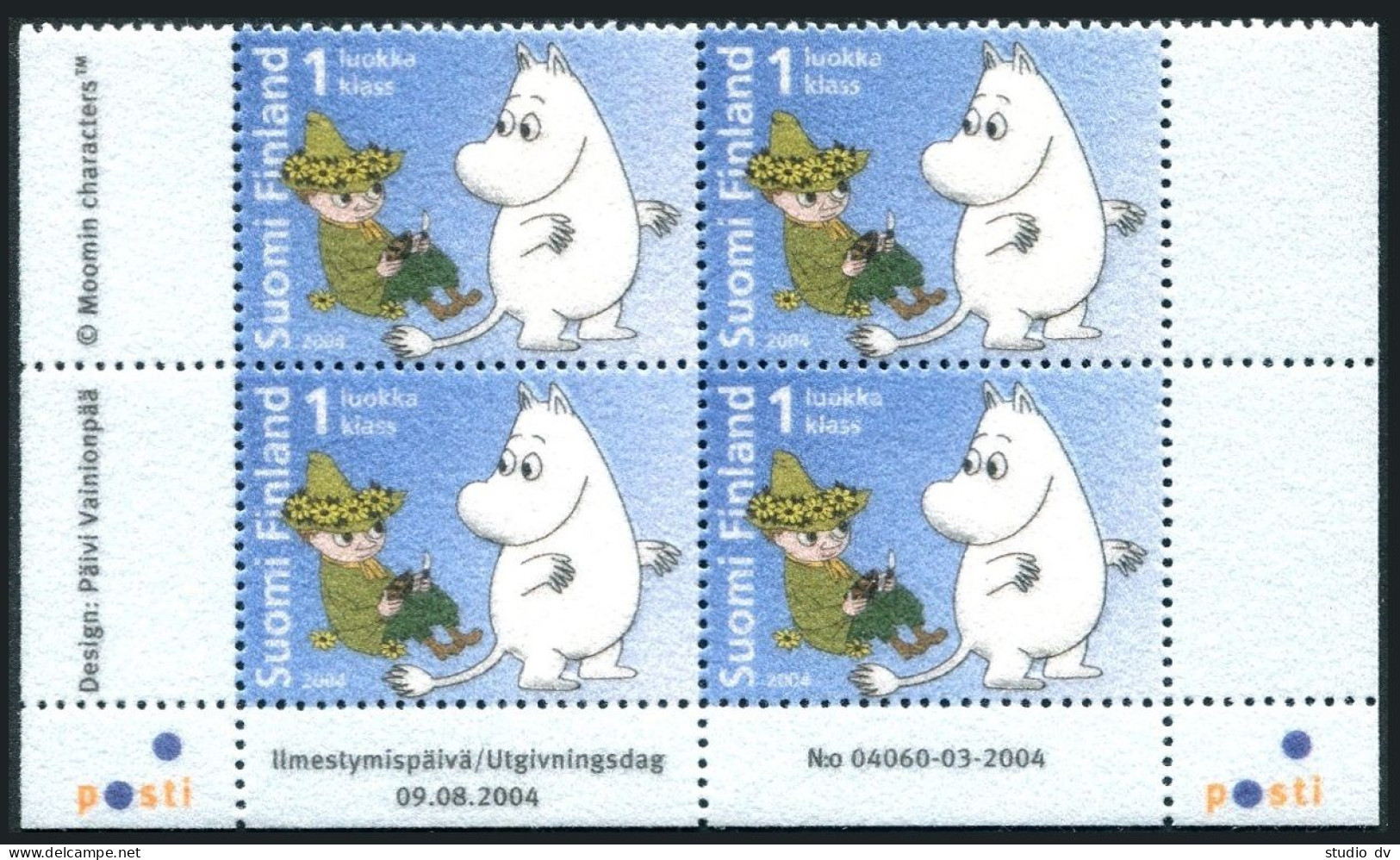 Finland 1218 Embossed Block/4, MNH. Snufkin And Moomintroll, 2004. - Nuovi