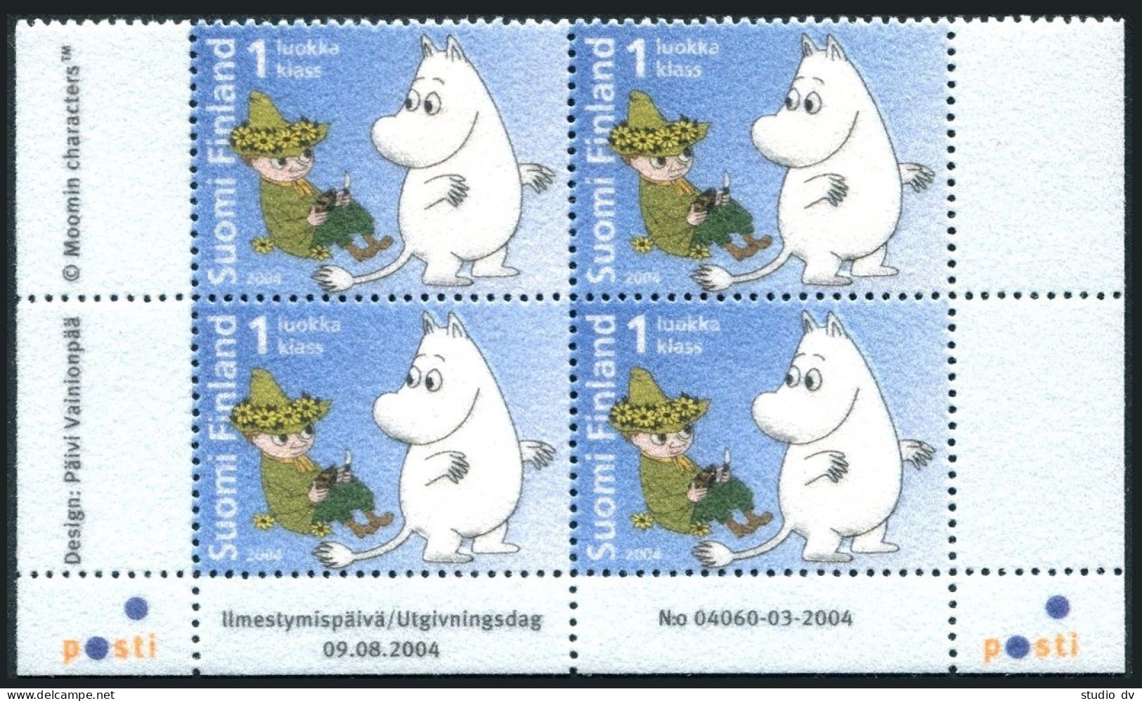 Finland 1218 Embossed Block/4, MNH. Snufkin And Moomintroll, 2004. - Neufs