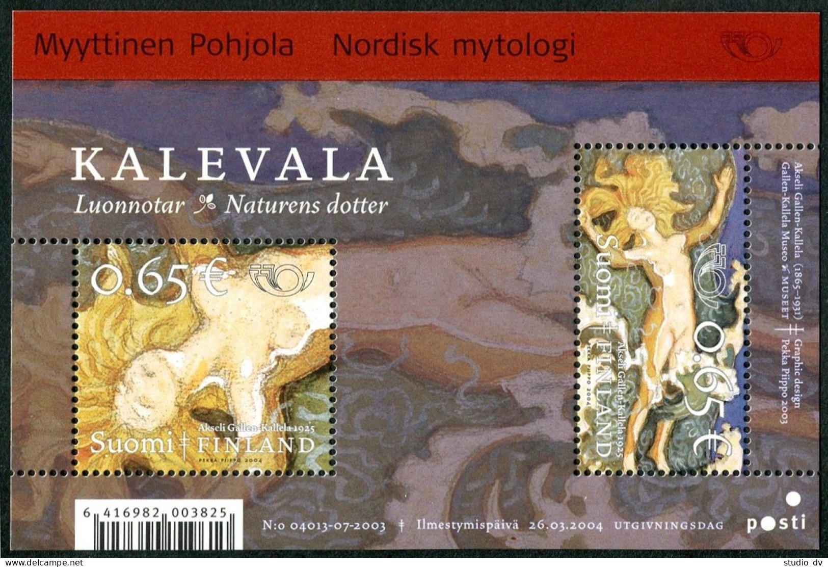 Finland 1213 Ab Sheet, MNH. Kalevala, 2004. Norse Gods: Luonnotar. - Neufs