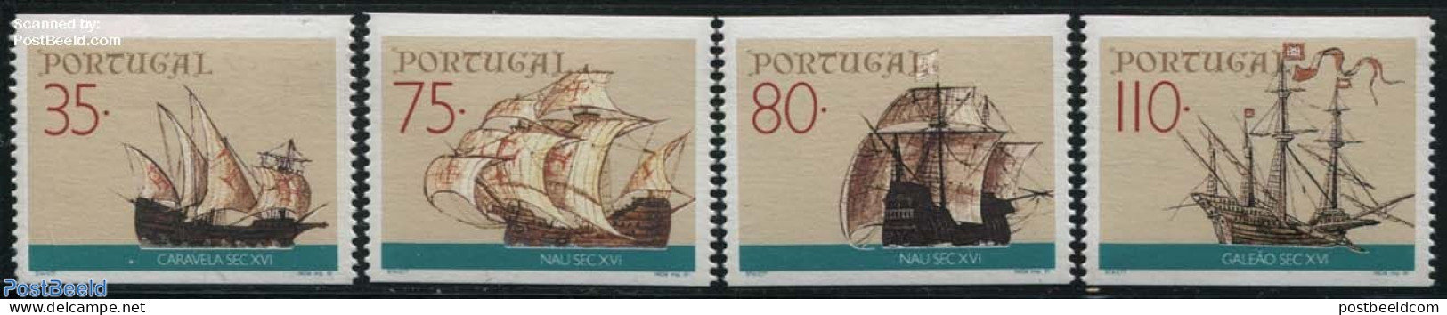 Portugal 1991 Ships 4v (from Booklet), Mint NH, Transport - Ships And Boats - Unused Stamps