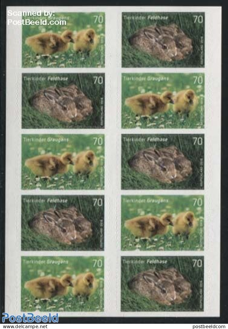 Germany, Federal Republic 2016 Baby Animals, Goose & Hare S-a Booklet, Mint NH, Nature - Animals (others & Mixed) - Bi.. - Ongebruikt