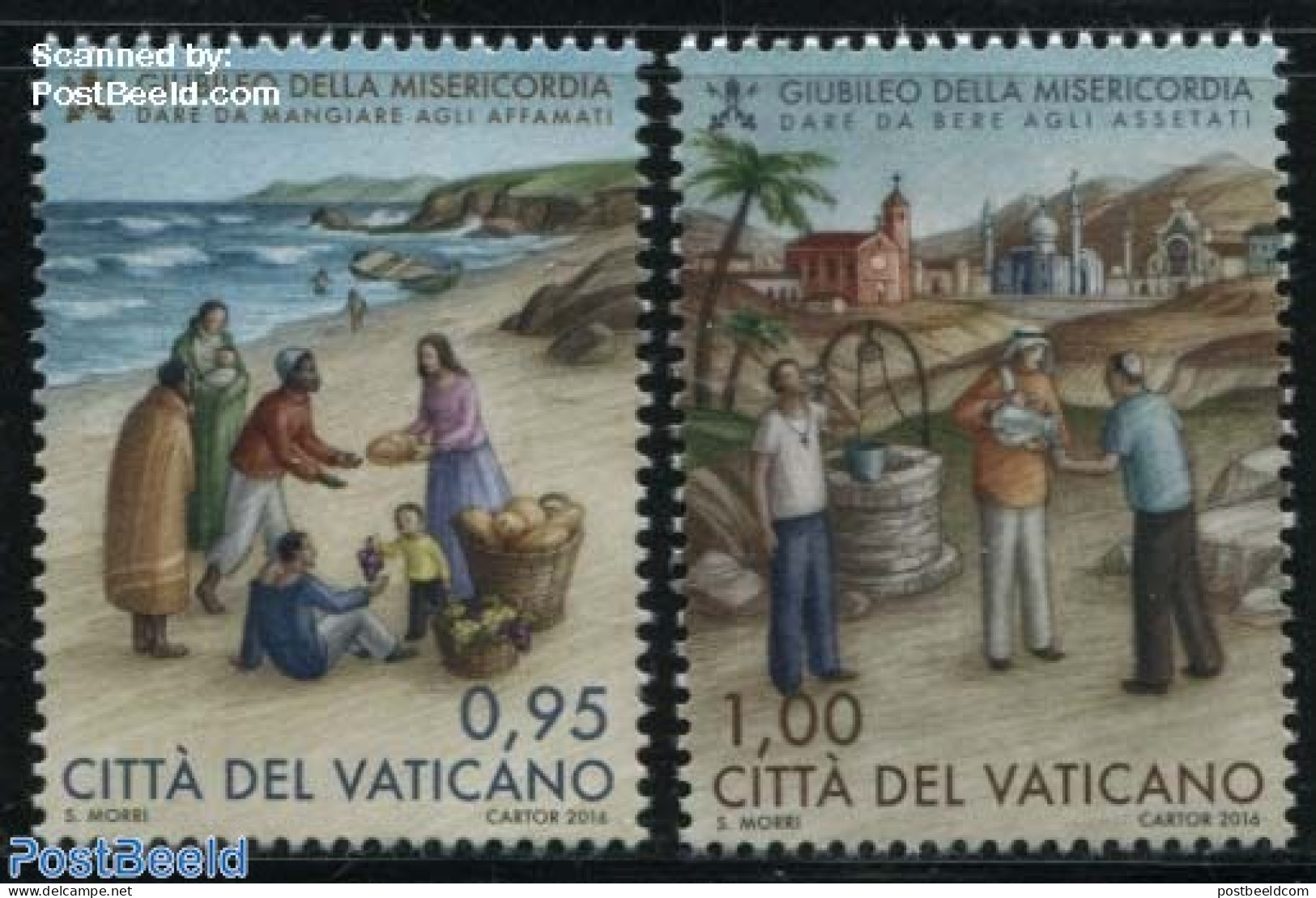 Vatican 2016 Works Of Mercy 2v, Mint NH, Health - Religion - Food & Drink - Churches, Temples, Mosques, Synagogues - R.. - Nuevos