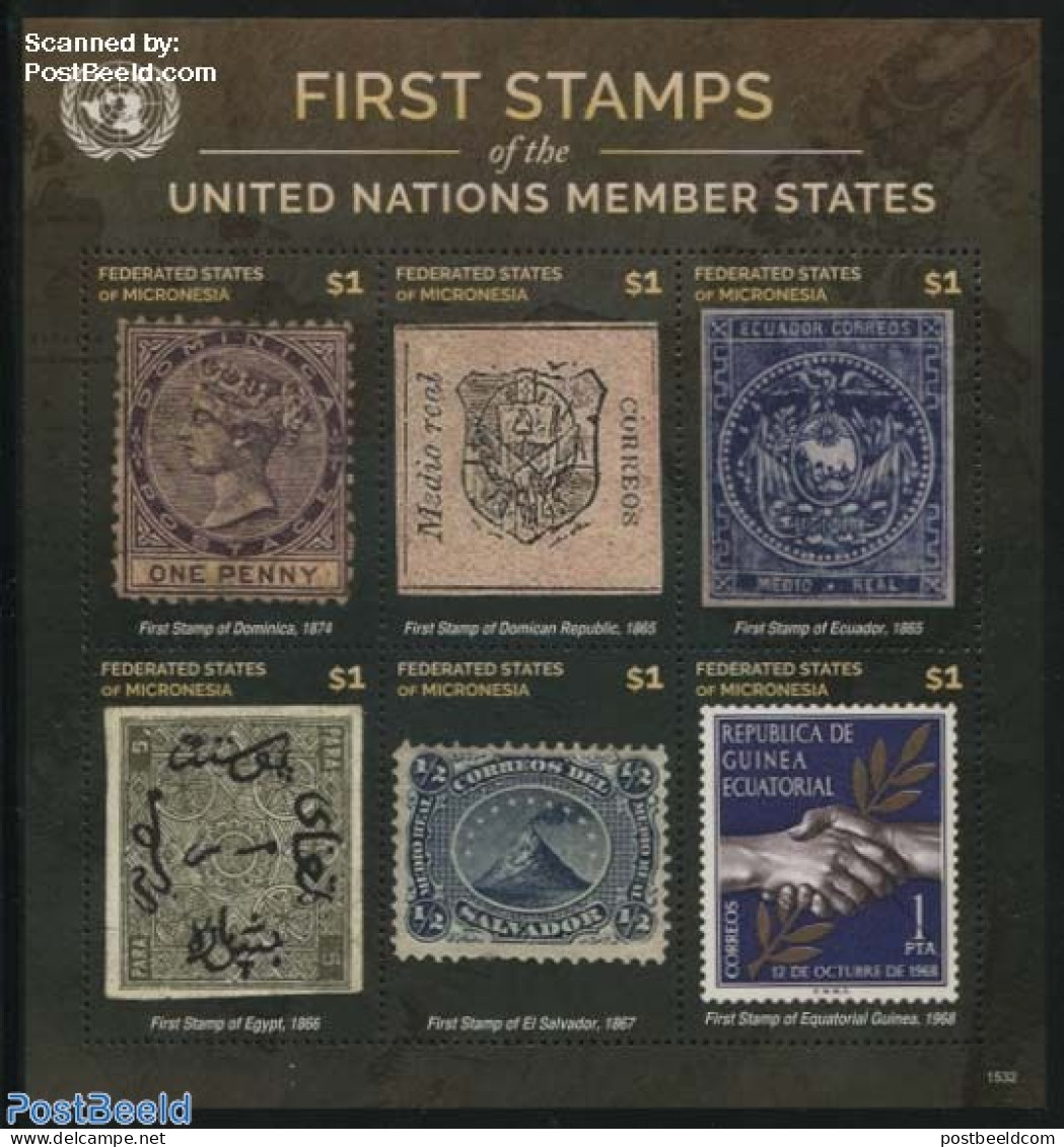 Micronesia 2015 First Stamps, D-E 6v M/s, Mint NH, History - Sport - Coat Of Arms - Geology - Kings & Queens (Royalty).. - Familles Royales