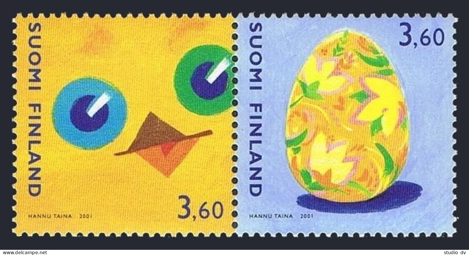 Finland 1153 Ab Pair, MNH. Easter 2001. Chick, Decorated Egg. - Ongebruikt